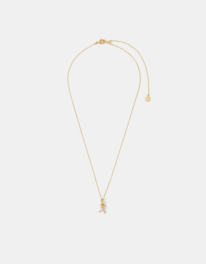 14ct Gold-Plated Pavé X Pendant Necklace, , large
