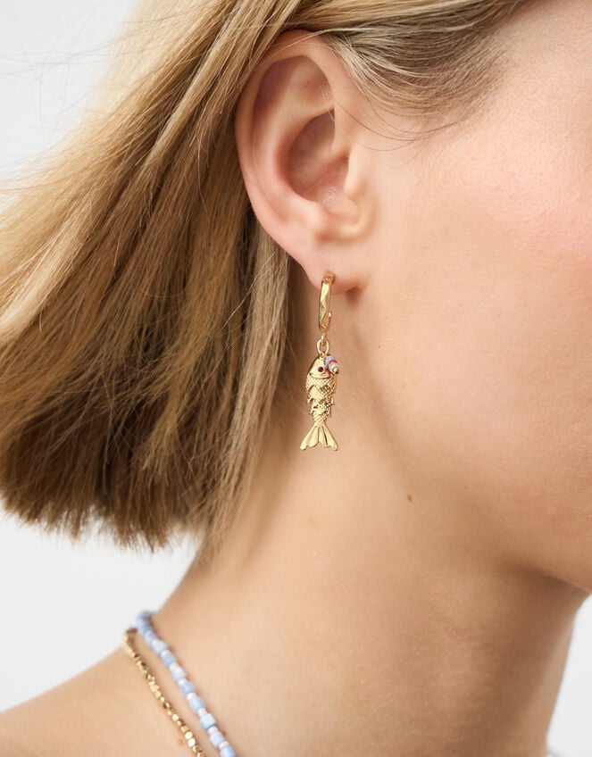 3-Pack Fish Charm Hoop Earrings, , large