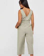 Tie Belt Jumpsuit, Green (KHAKI), large