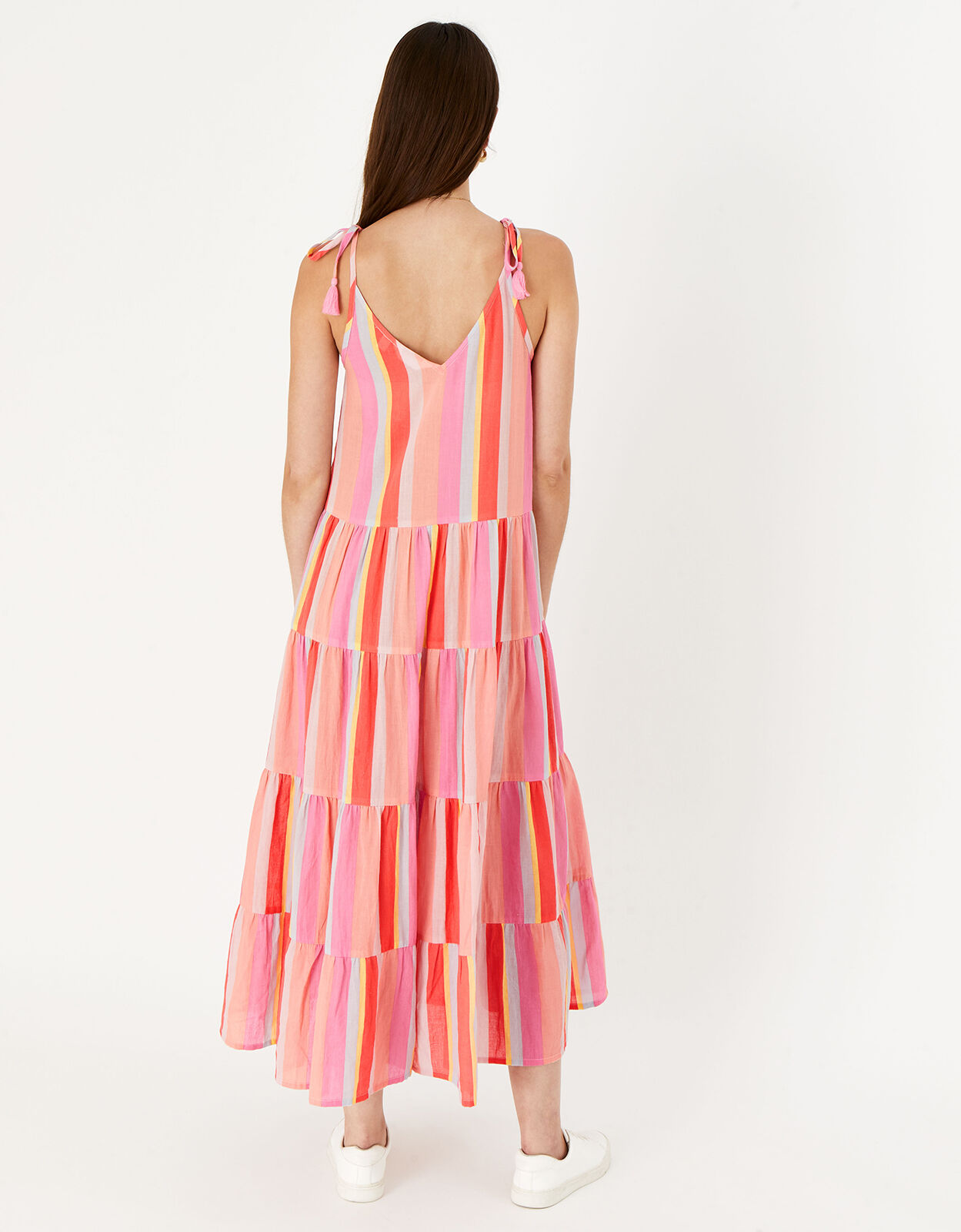 Bright Stripe Tiered Maxi Dress Multi