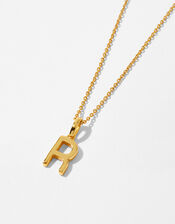 Gold Vermeil Initial Pendant Necklace - R, , large