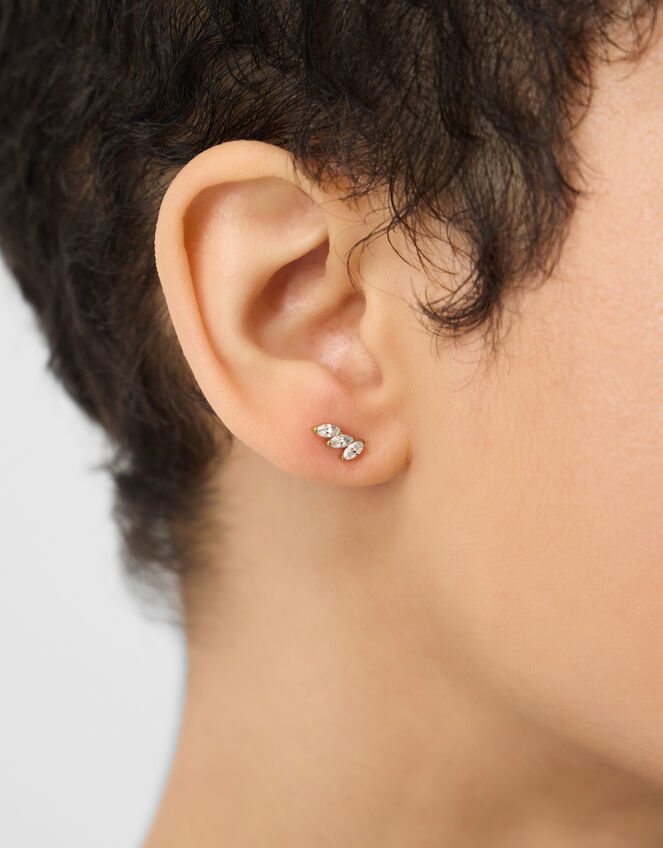 2-Pack 14ct Gold-Plated Titanium Marquise Flatback Studs, , large