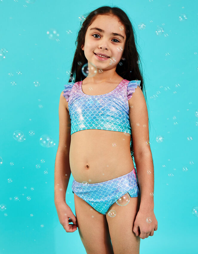 Girls Mermaid Bikini Set, Multi (PASTEL MULTI), large