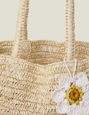 Raffia Daisy Shopper Bag, , large