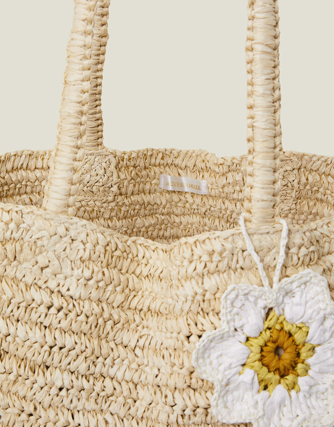 Raffia Daisy Shopper Bag, , large