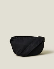 Ruched Strap Sling Bag, Black (BLACK), large