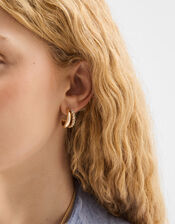 Mini Diamanté Double Hoop Earrings, , large
