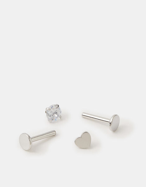 2-Pack Surgical Steel Heart Flatback Studs, , large