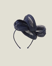 Peggy Pill Box Fascinator, Blue (NAVY), large