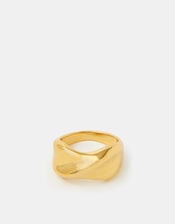 Stainless Steel Chunky Twist Ring, Gold (GOLD), large