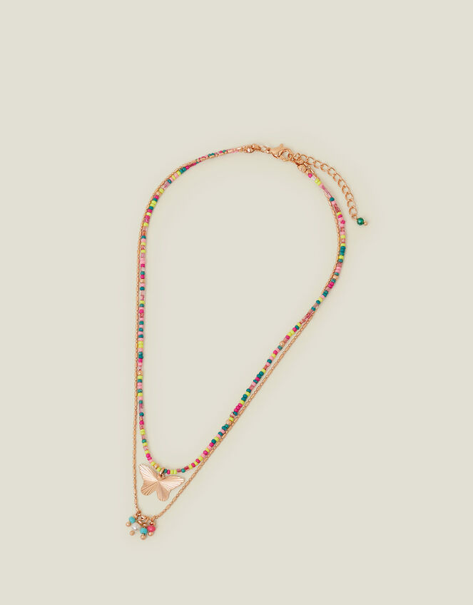 Girls Layered Butterfly Necklace, , large
