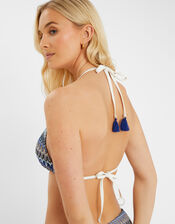 Zig-Zag Stitch Triangle Bikini Top, Blue (BLUE), large