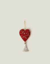 Embroidered Heart Tassel Christmas Tree Decoration, , large
