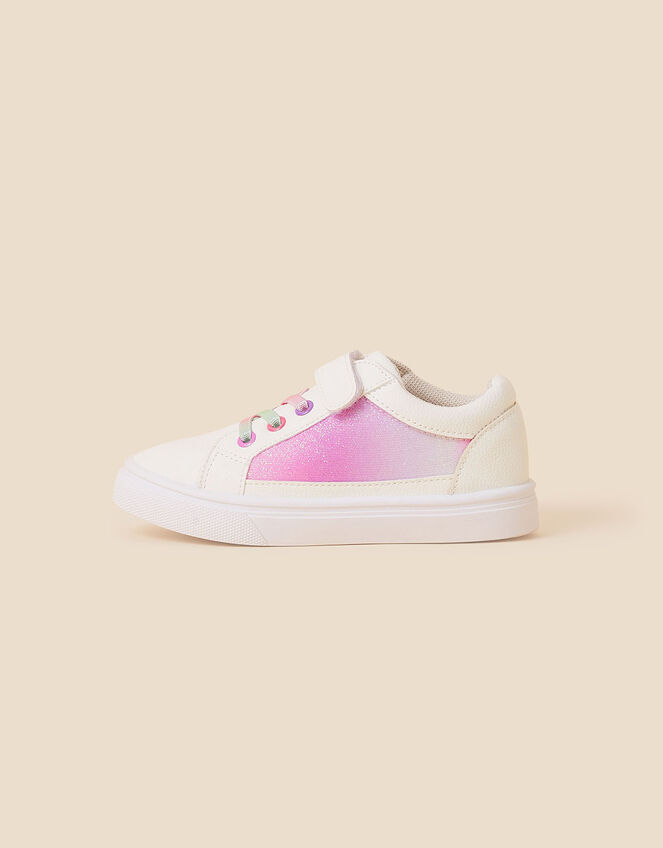 Girls Ombre Glitter Trainers, White (WHITE), large