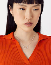 Pave Link Circle Necklace, Silver (SILVER), large