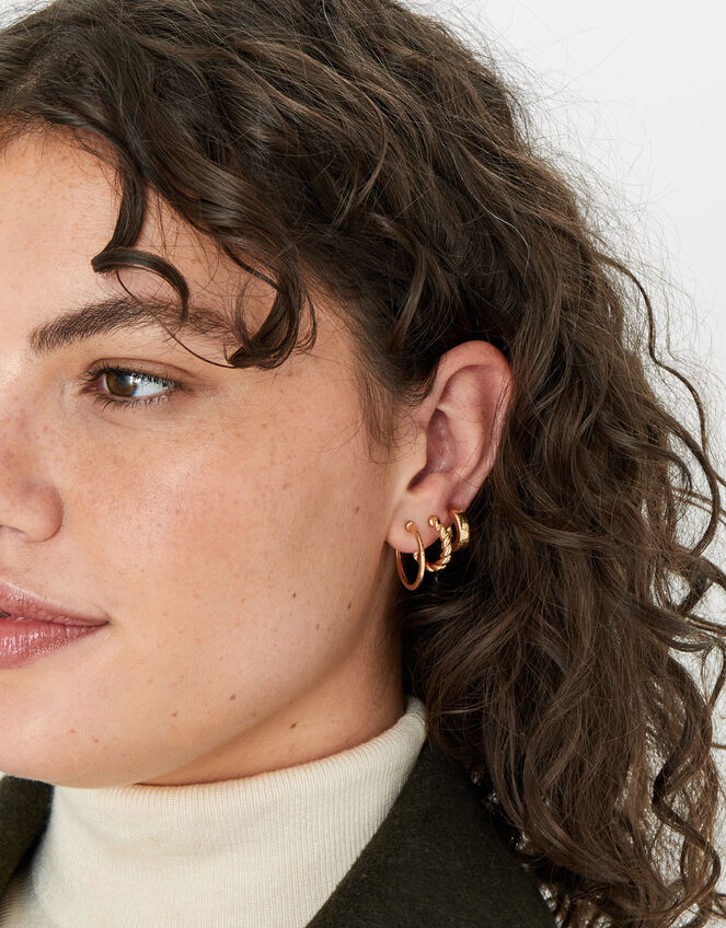 Twisted Chunky Hoops Set of Three, , large