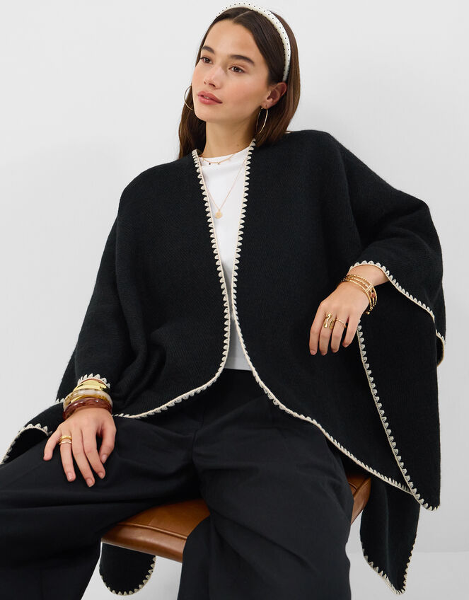 Whipstitch Knit Poncho , , large