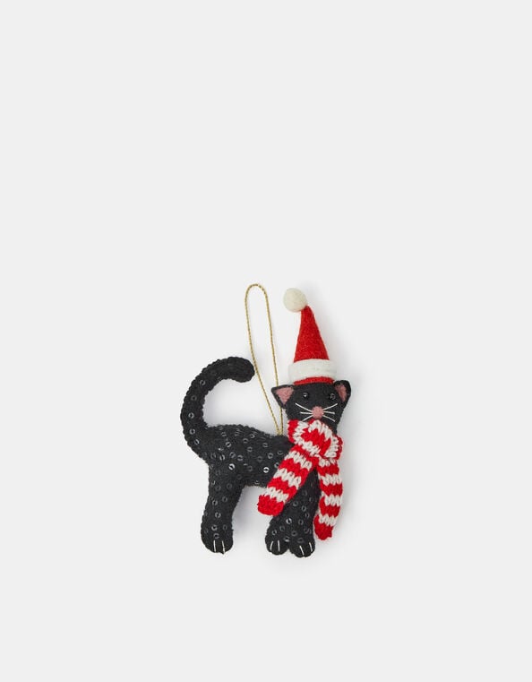 Festive Cat Christmas Tree Decoration, , large