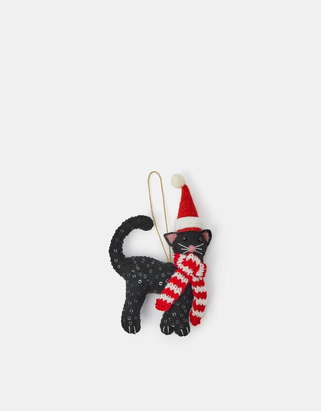 Festive Cat Christmas Tree Decoration, , large