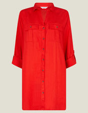 Long Sleeve Beach Cover Up Shirt, Red (RED), large