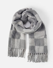 Checkerboard Fluffy Scarf, , large