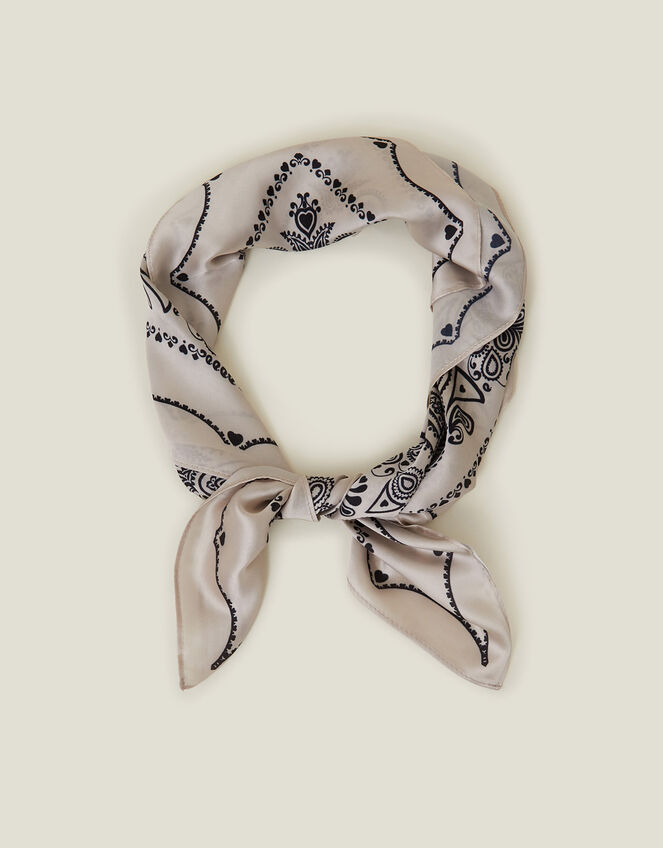 Paisley Satin Square Scarf, , large