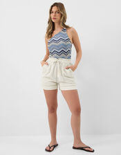 Zig Zag Crochet One-Shoulder Swimsuit, Multi (MULTI), large