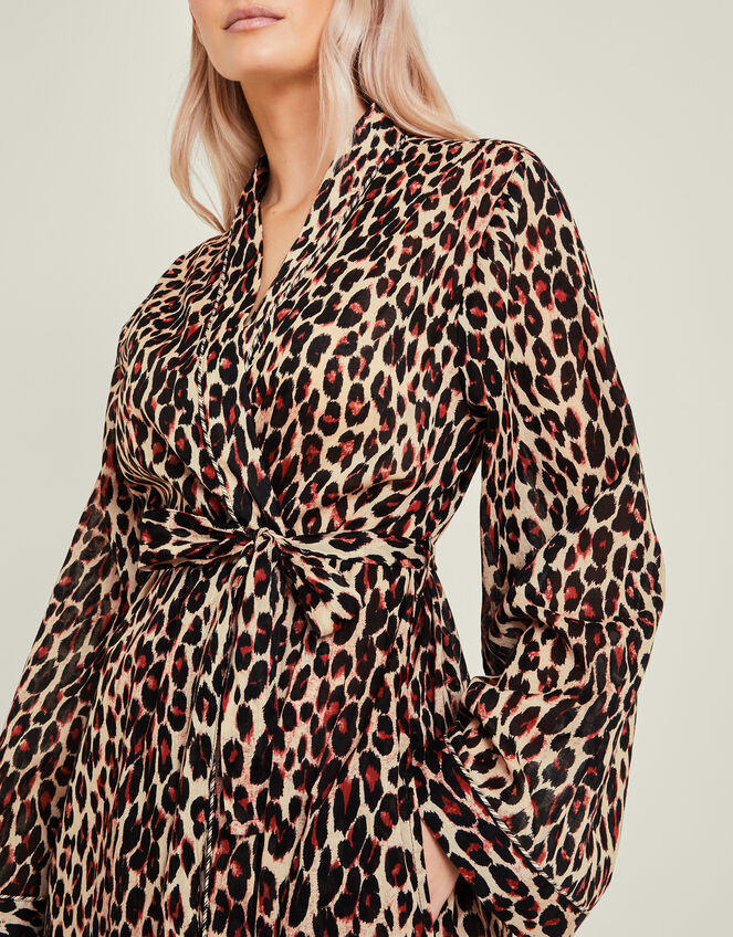 Leopard Print Cotton Dressing Gown, Leopard (LEOPARD), large