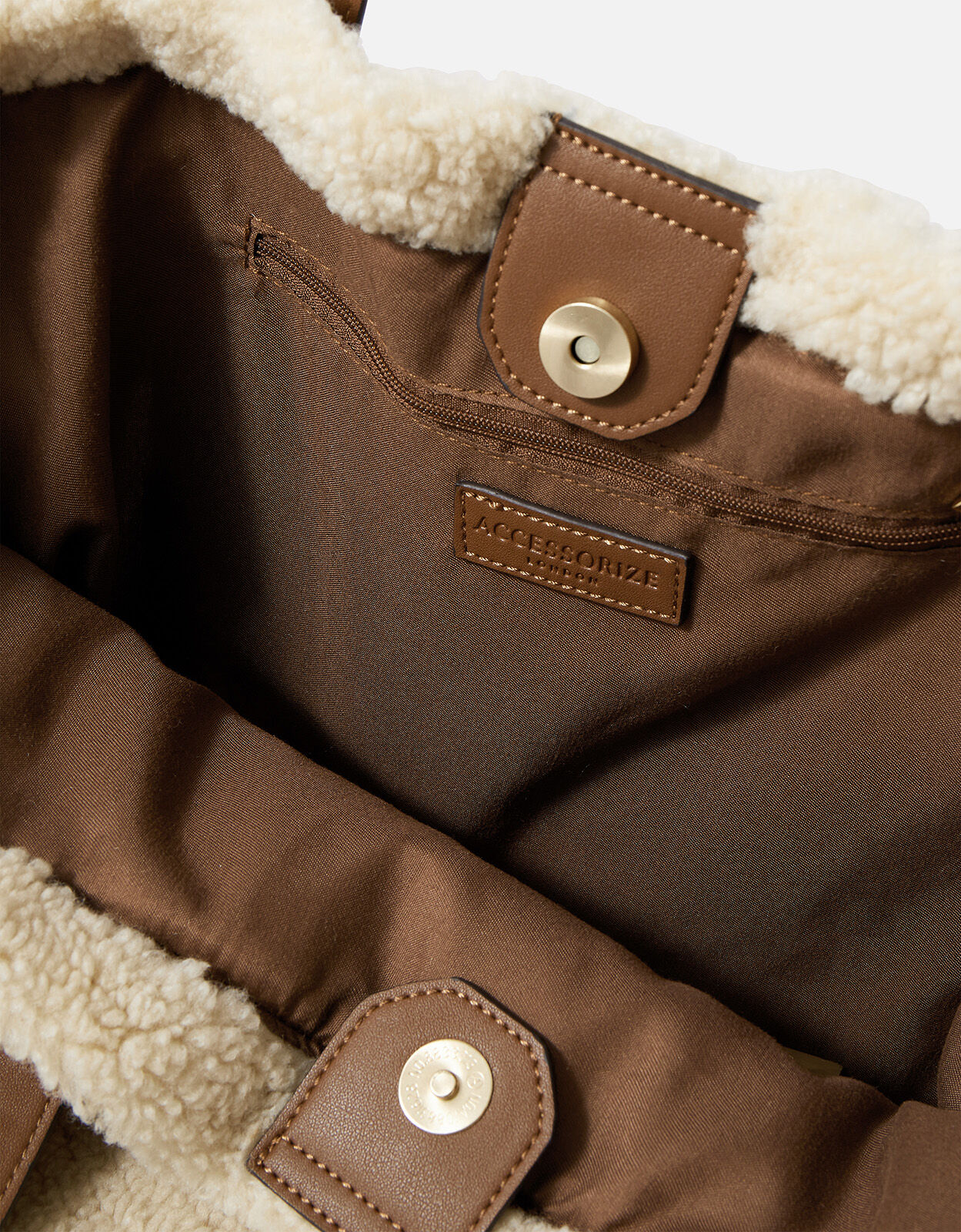 Faux Shearling Shopper Bag