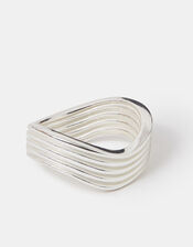 Sterling Silver-Plated Wave Ring, Silver (ST SILVER), large