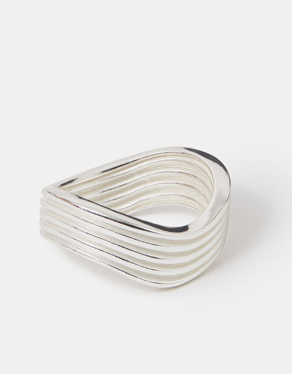 Sterling Silver-Plated Wave Ring, Silver (ST SILVER), large