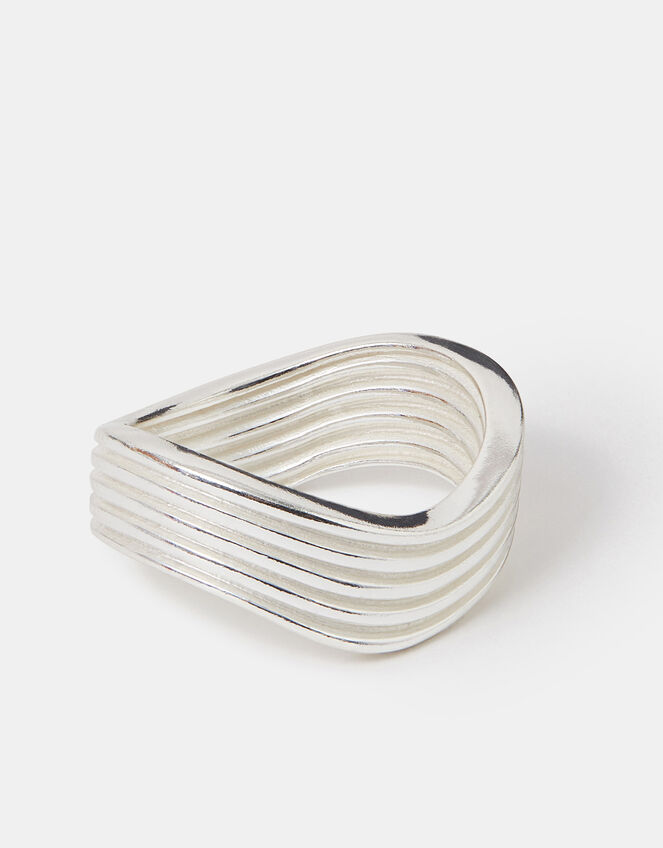 Sterling Silver-Plated Wave Ring, Silver (ST SILVER), large
