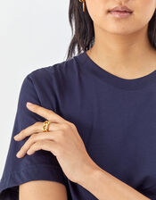 14ct Gold-Plated Chunky Curb Chain Ring, Gold (GOLD), large