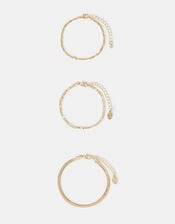 3-Pack Delicate Chain Bracelets, Gold (GOLD), large