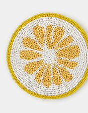 Round Lemon Beaded Coaster, , large