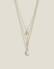 Celestial Pendant Layered Necklace Silver, , large