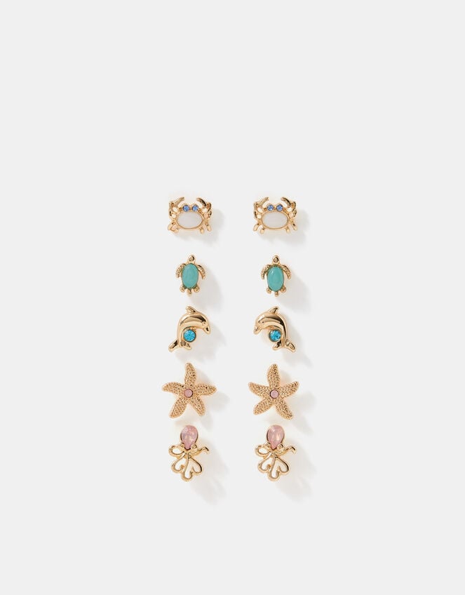 5-Pack Sea Life Stud Earrings, , large
