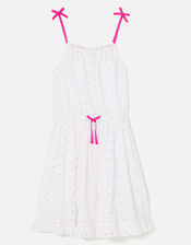 Dobby Spot Dress, White (WHITE), large