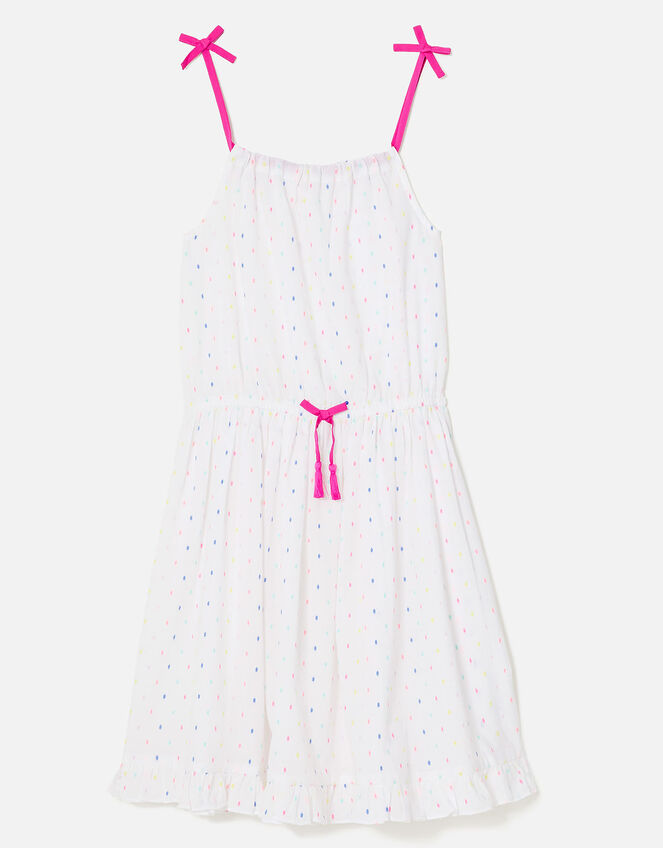 Dobby Spot Dress, White (WHITE), large