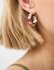 Gemstone Hoop Earrings, , large