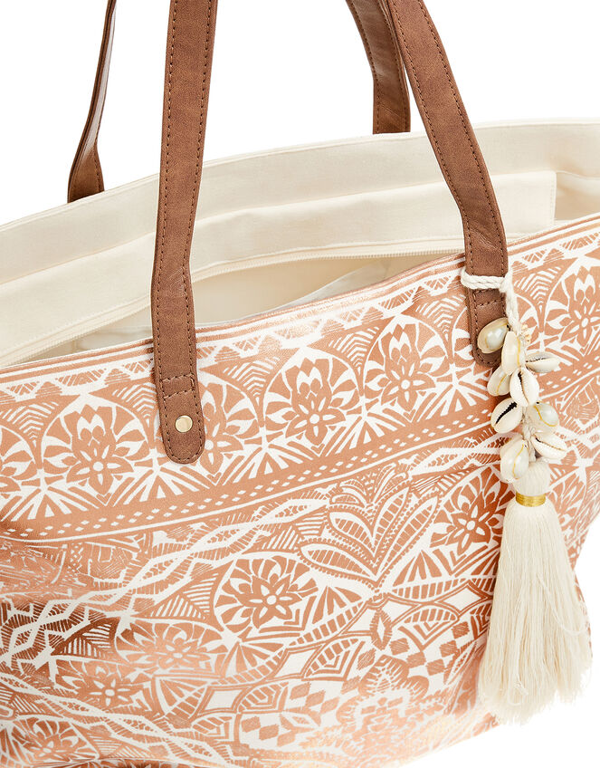 Kea Metallic Print Beach Tote Bag, , large