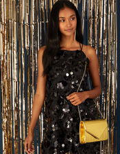 Metallic Faux Croc Clutch Bag, Gold (GOLD), large