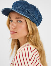 Denim Baker Boy Hat, , large