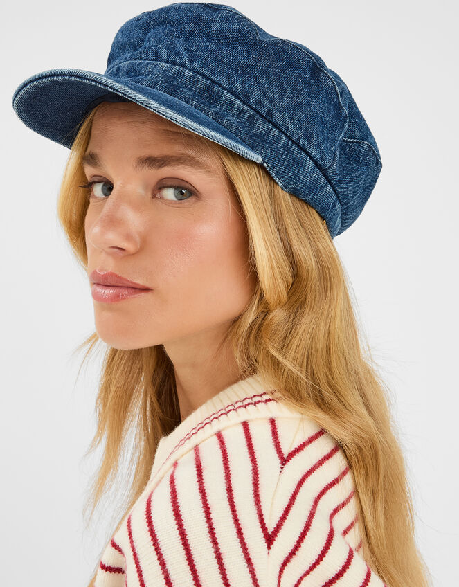 Denim Baker Boy Hat, , large