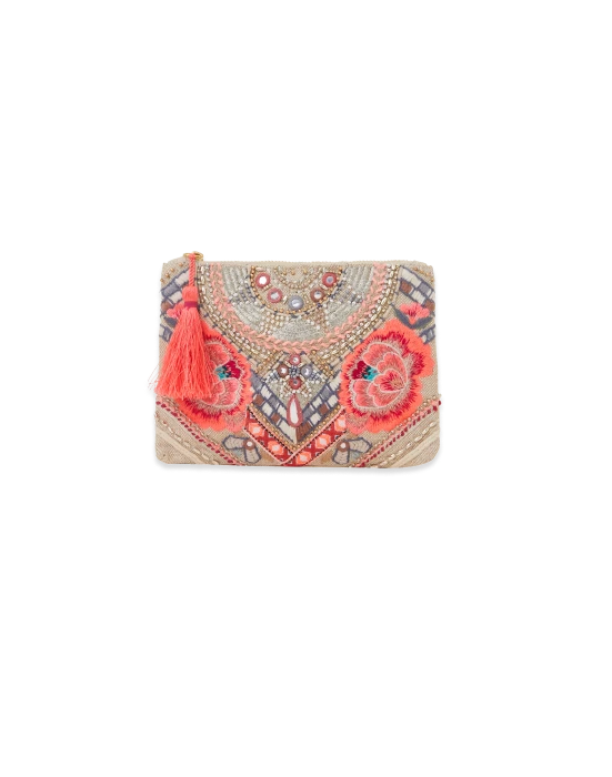 LEMON POUCH CLUTCH BAG hand embellished in india £35.00