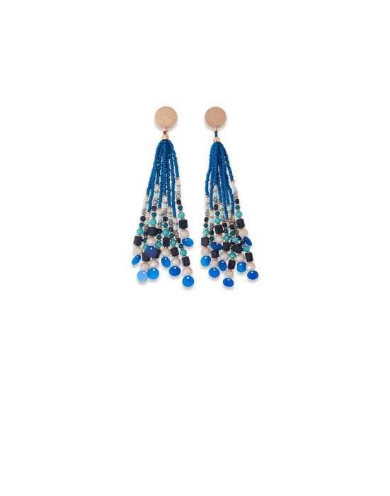 LONG BEADED TASSEL EARRINGS HAND BEADED £16