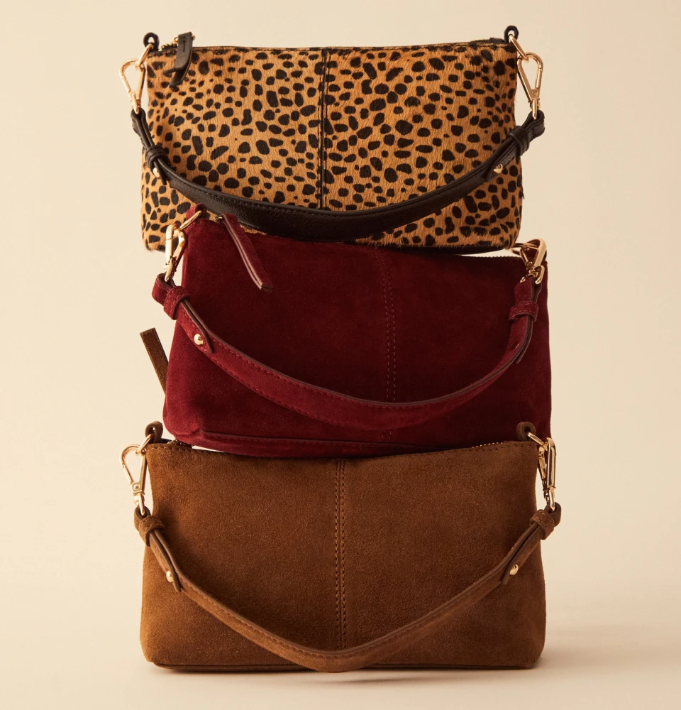 SHOP LEATHER AND SUEDE BAGS