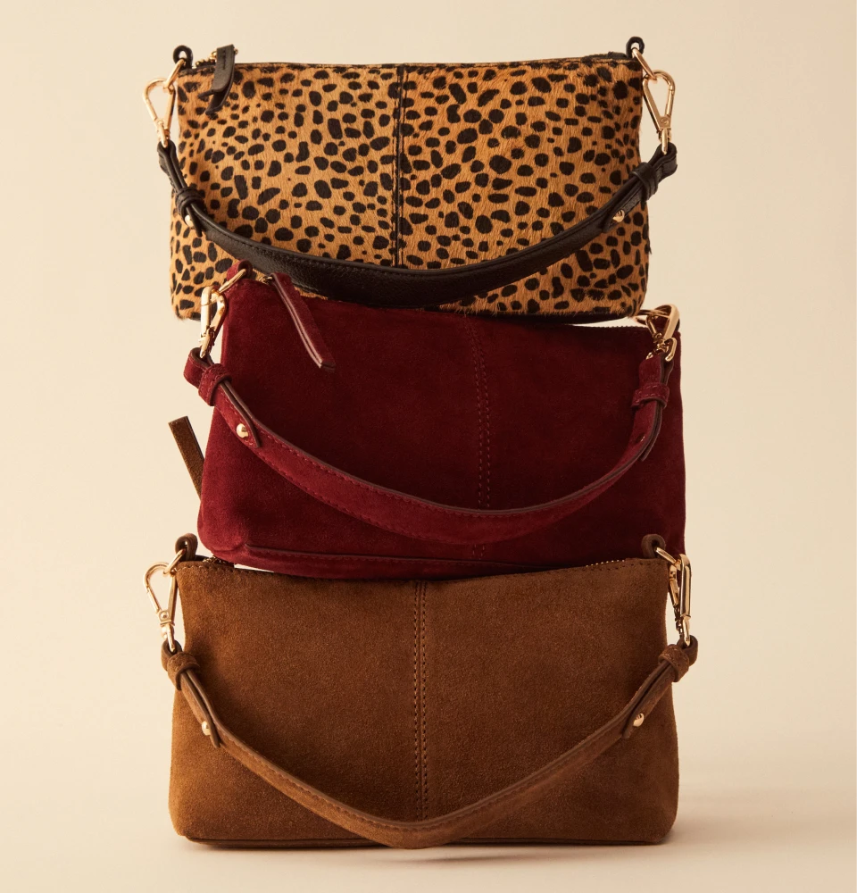 SHOP LEATHER AND SUEDE BAGS