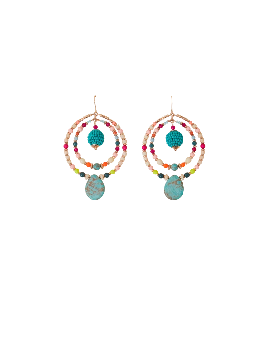 DOUBLE BEADED HOOP EARRINGS HAND BEADED £14