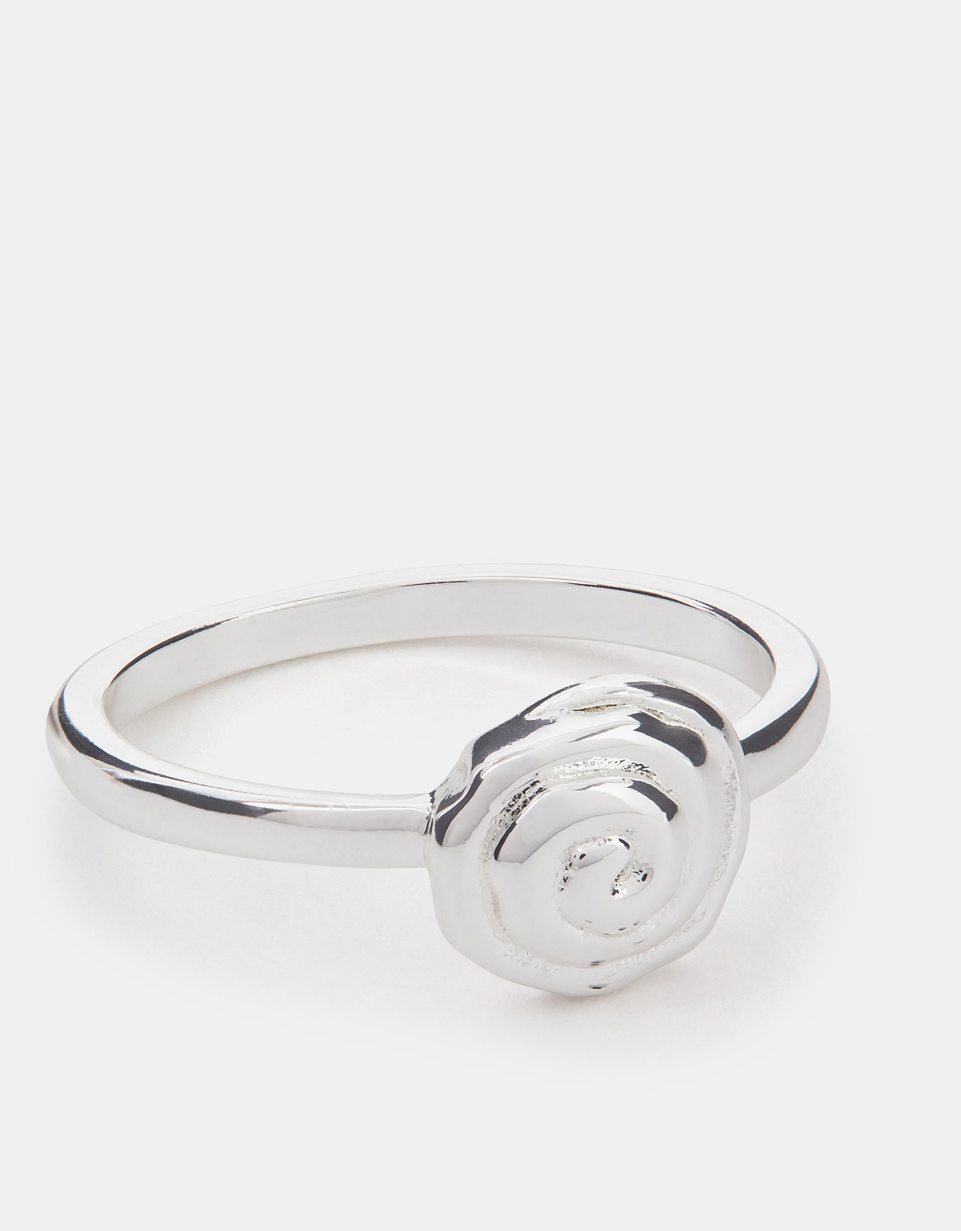 Sterling Silver-plated Shell Ring Silver, Size: L - Accessorize